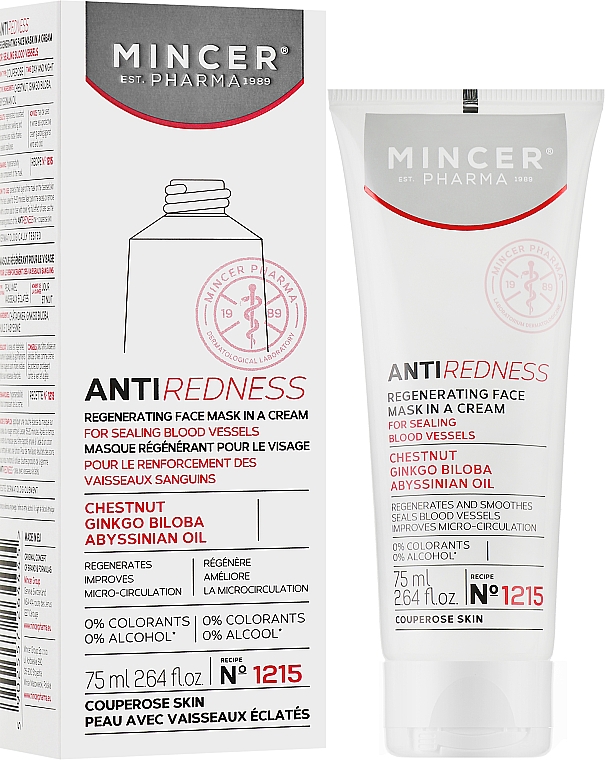 Regenerierende Gesichtscreme-Maske für erweiterte Kapillaren №1215 - Mincer Pharma Anti Redness N°1215 Cream-Mask — Bild N2