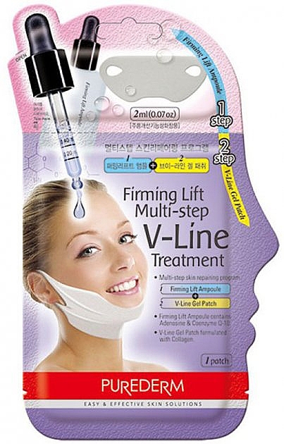 Korrigierende Halsmaske mit Lifting-Effekt und Macadamiaöl - Purederm Firming Lift Multi-step V-Line Treatment — Bild N1
