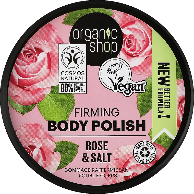 Sanftes Körperpeeling mit Bio Rosenwasser und natürlichem Salz - Organic Shop Rose & Salt Body Polish