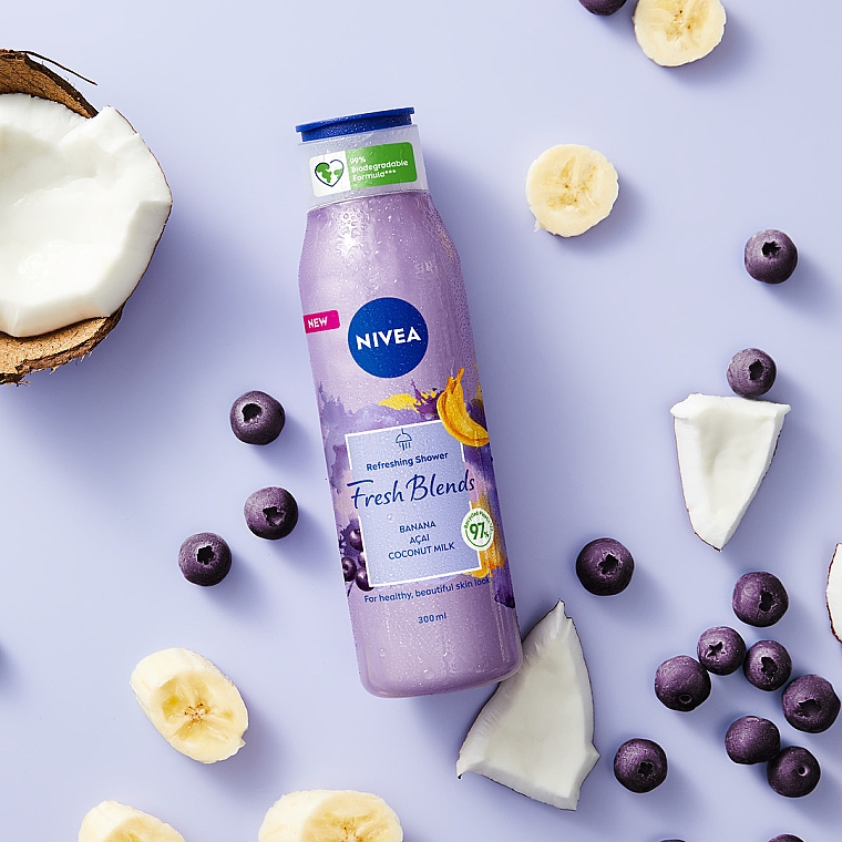 Duschgel mit Banane, Acai-Beeren und Kokosmilch - Nivea Fresh Blends Refreshing Shower Banana Acai Coconut Milk — Bild N2