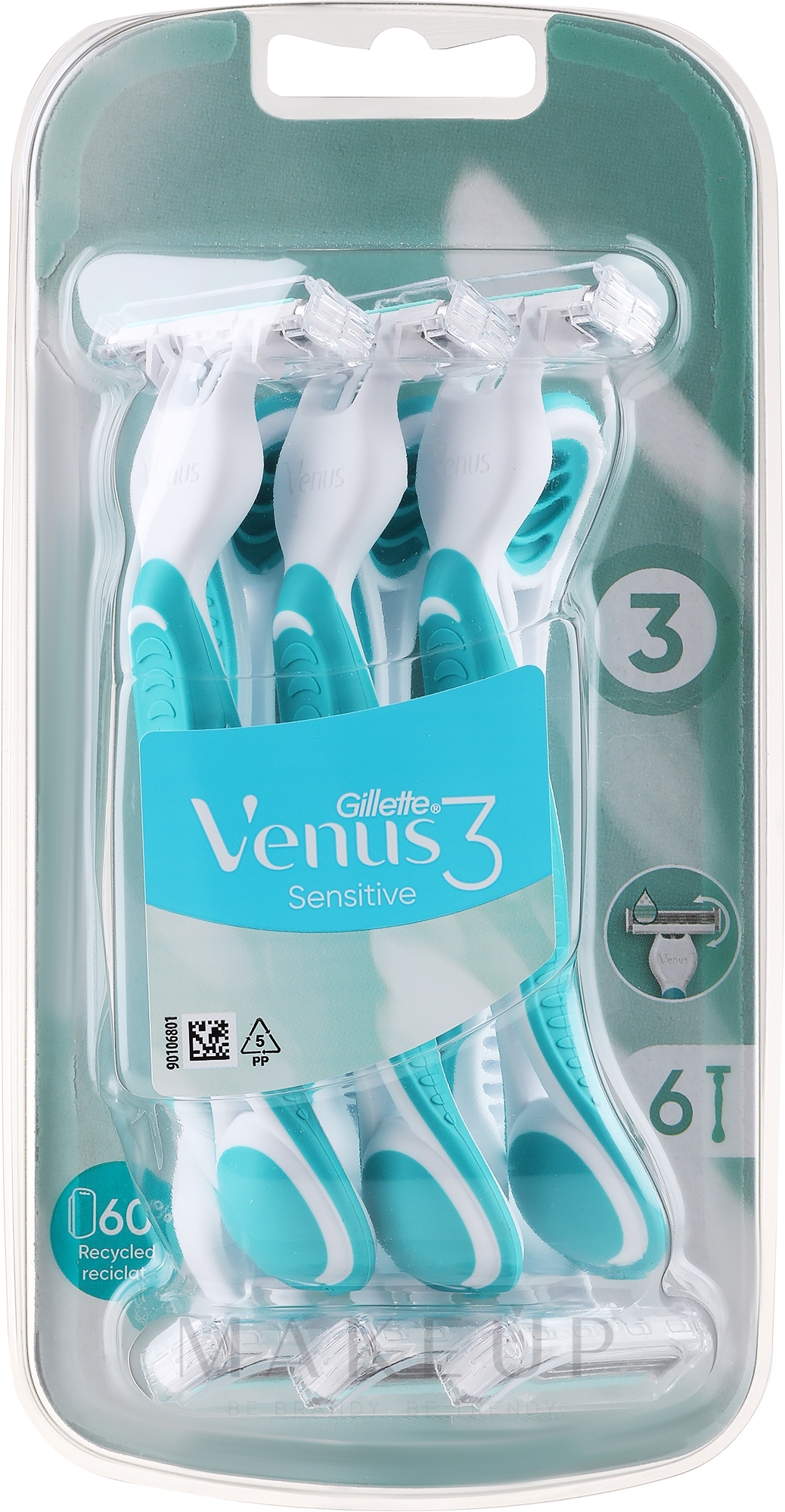 Einwegrasierer für empfindliche Haut azurblau 6 St. - Gillette Venus Sensitive — Bild 6 St.