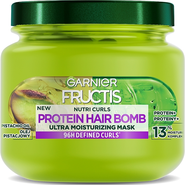 Feuchtigkeitsspendende Maske für lockiges Haar - Garnier Fructis Nutri Curls Protein Hair Bomb Ultra Moisturizing Mask — Bild N1