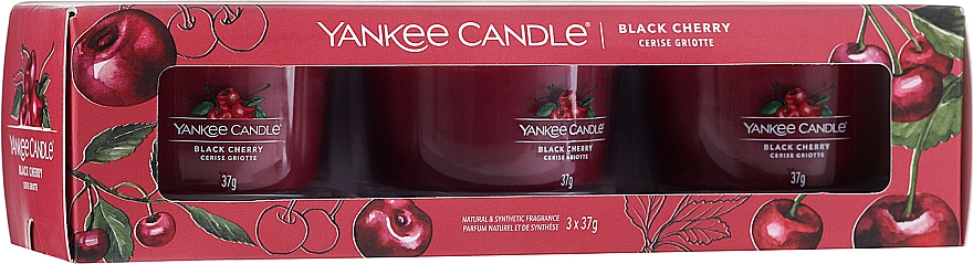 Duftkerzens-Set Schwarze Kirsche - Yankee Candle Black Cherry (candle/3x37g) — Bild N1