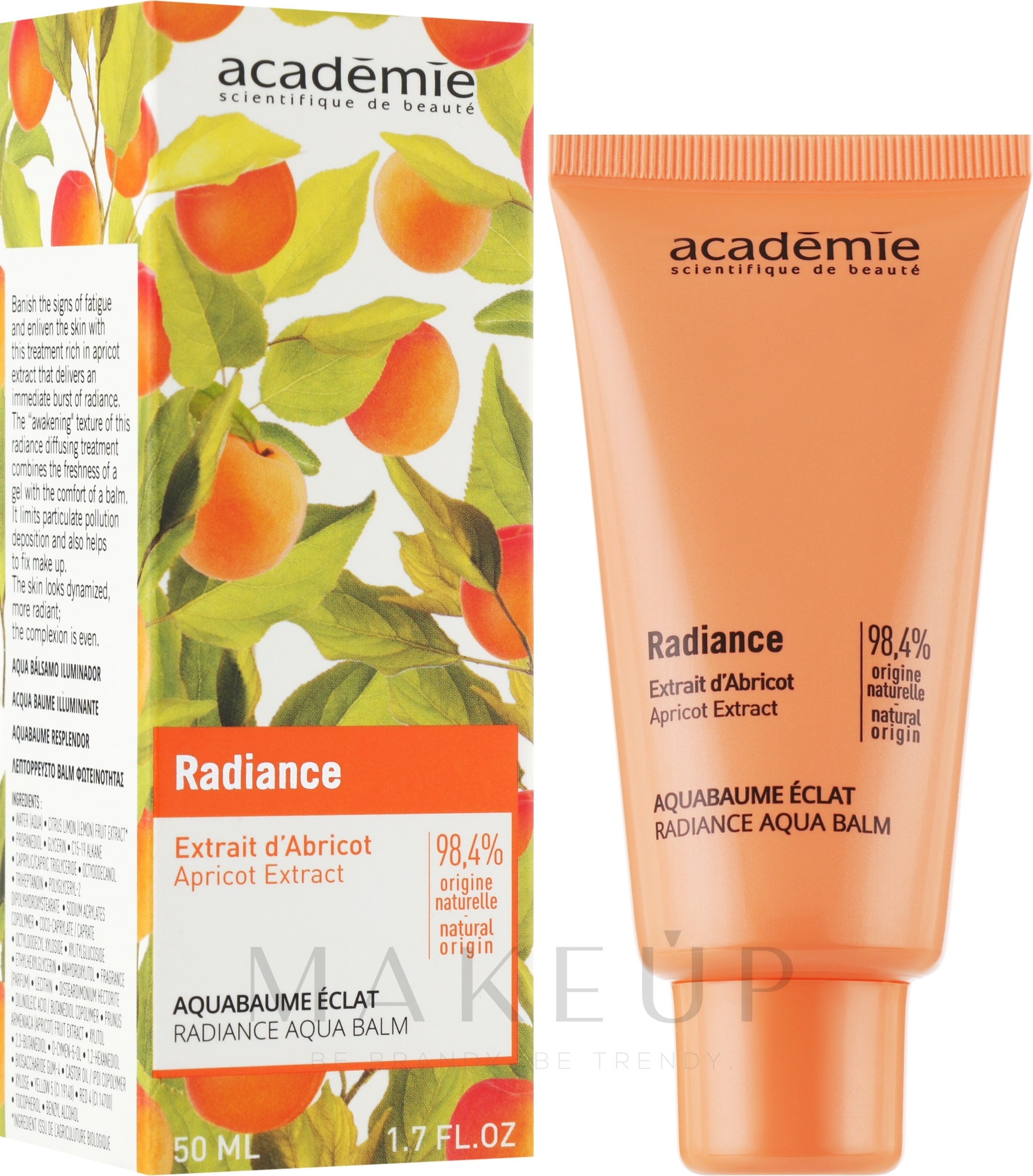 Gesichtsbalsam mit Aprikosenextrakt - Academie Radiance Aqua Balm Eclat 98.4% Natural Ingredients — Bild 50 ml