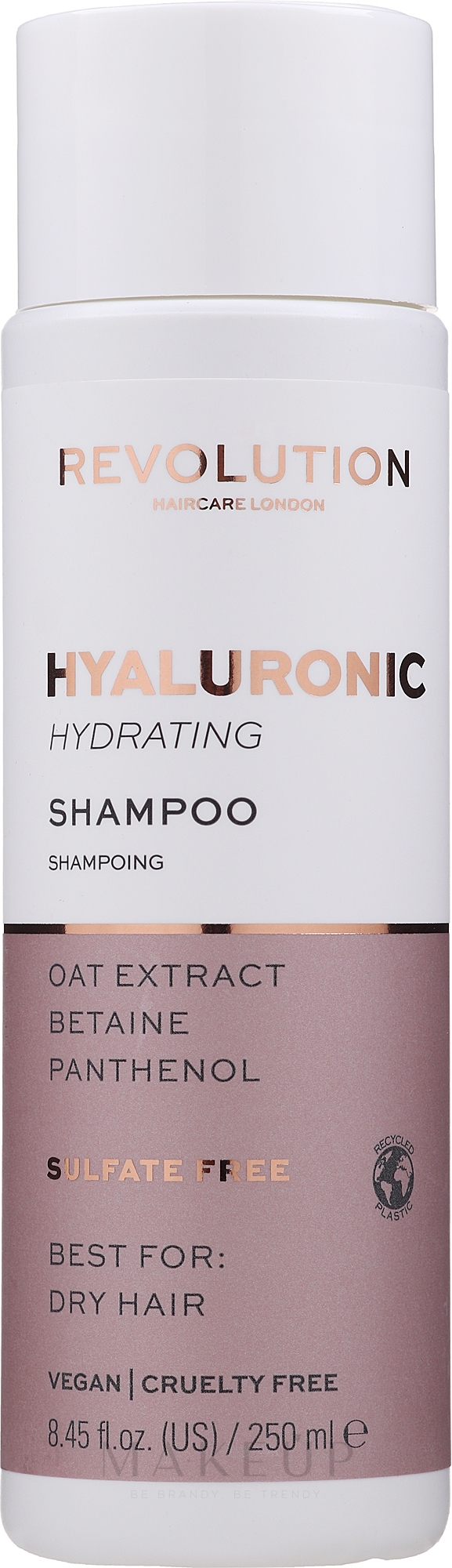 Feuchtigkeitsspendendes, weichmachendes Shampoo für trockenes Haar mit Hyaluronsäure und Hafer-Extrakt - Makeup Revolution Hyaluronic Acid Hydrating Shampoo — Bild 250 ml