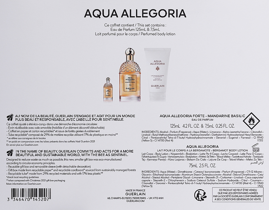 Guerlain Aqua Allegoria Forte Mandarine Basilic - Duftset (Eau de Parfum 125ml + Körperlotion 75ml + Eau de Parfum Mini 7.5ml)  — Bild N3