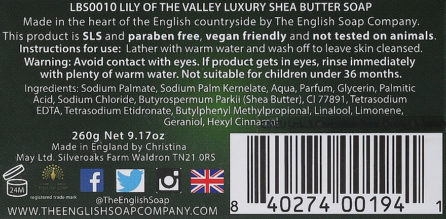 Luxoriöse Seife mit Sheabutter und Duft nach Maiglöckchen - The English Soap Company Lily Of The Valley Luxury Shea Butter Soap — Bild N3