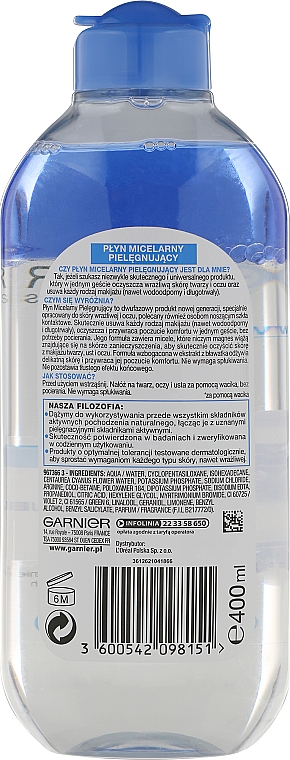 Zwei-Phasen-Mizellen-Reinigungswasser für empfindliche Haut und Augen - Garnier Skin Naturals Micelar Water — Foto N2