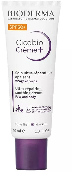 Ultra-verjüngende Gesichts- und Körperpflegecreme für die ganze Familie - Bioderma Cicabio Cream SPF 50 — Bild N1