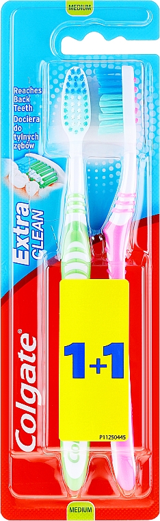 Zahnbürste mittel Extra Clean rosa, grün 2 St. - Colgate Extra Clean Medium — Bild N1