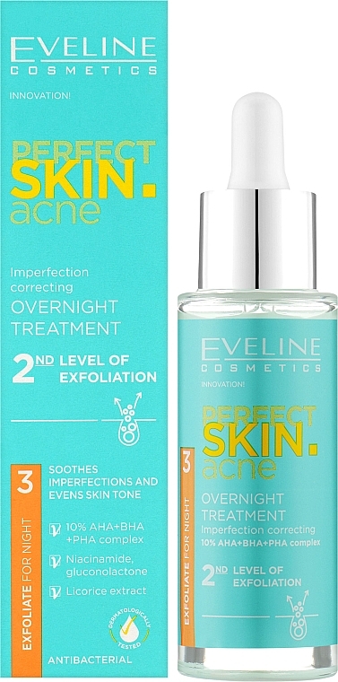 Gesichtsserum für die Nacht - Eveline Cosmetics Perfect Skin.acne Exfoliate For Night — Bild N2