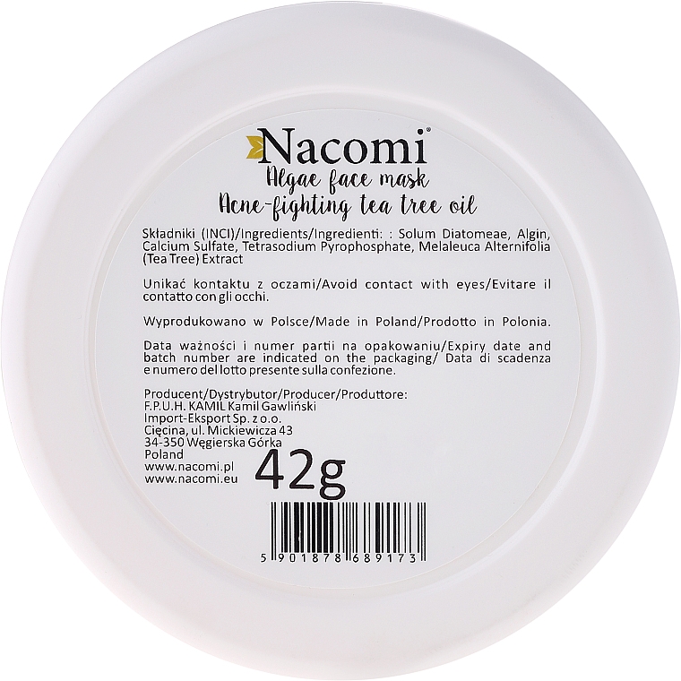 Alginat-Gesichtsmaske "Grüner Tee" - Nacomi Professional Face Mask — Foto N2