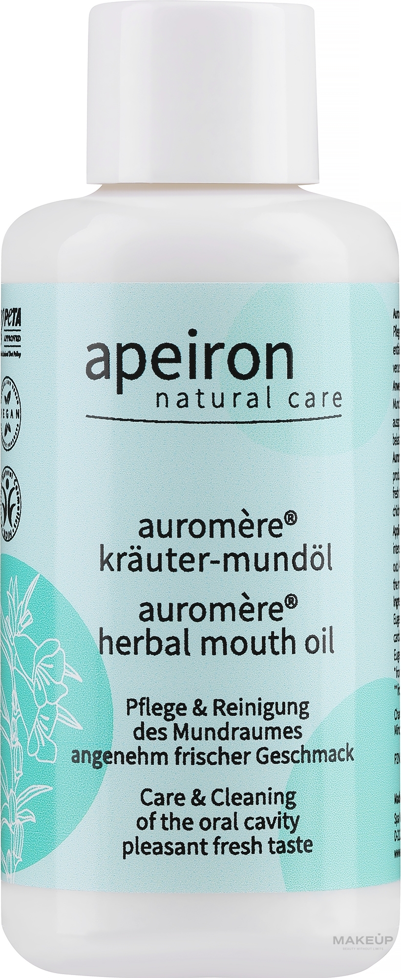 Pflegendes und reinigendes Kräuter-Mundöl mit angenehm frischem Geschmack - Apeiron Auromere Herbal Mouth Oil — Bild 100 ml