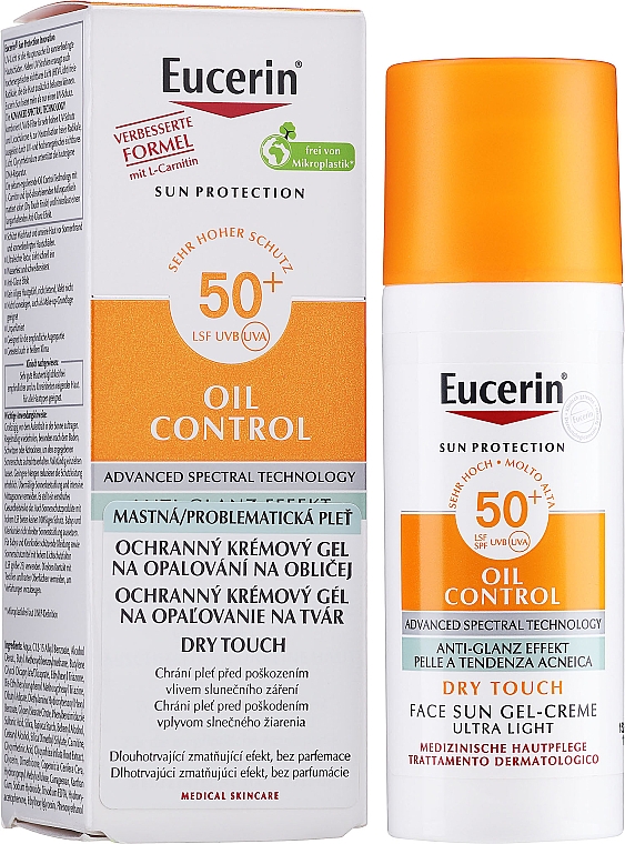 Sonnenschützende Gesichtsgel-Creme für fettige bis Mischhaut mit Anti-Glanz Effekt SPF 50+ - Eucerin Sun Gel-Cream Oil Control SPF50 — Bild N2