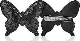 Düfte, Parfümerie und Kosmetik Haarspange Schmetterling mit Pailletten schwarz d-320 - Dini Hand Made