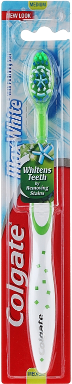 Zahnbürste mittel Max White weiß-grün - Colgate Max White Medium With Polishing Star — Bild N1