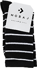 Düfte, Parfümerie und Kosmetik Lange Baumwollsocken für Damen schwarz mit weißen Streifen - Moraj