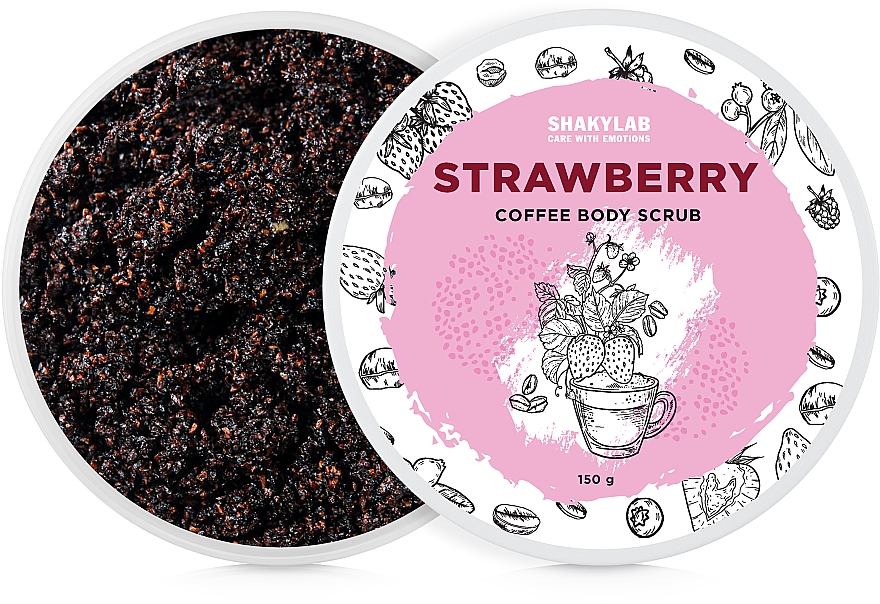 Kaffee-Körperpeeling Erdbeere - SHAKYLAB Coffee Scrub Strawberry — Bild N1