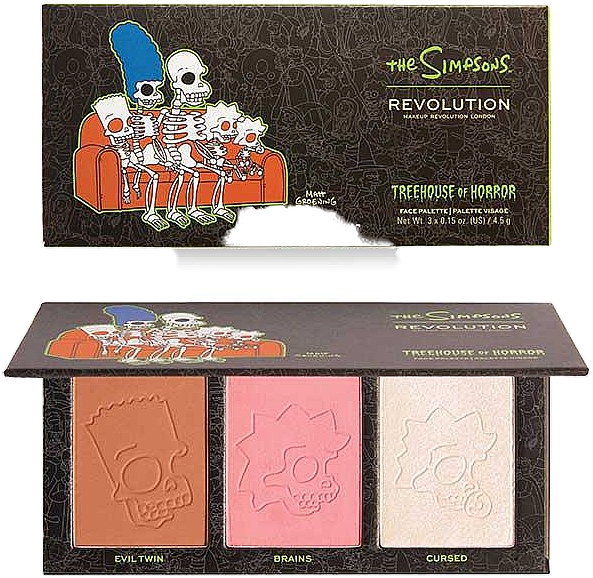 Schminkpalette mit Rouge, Bronzer und Highlighter The Simpsons - Makeup Revolution The Simpsons Treehouse of Horror Face Palette Spooktacular — Bild N1