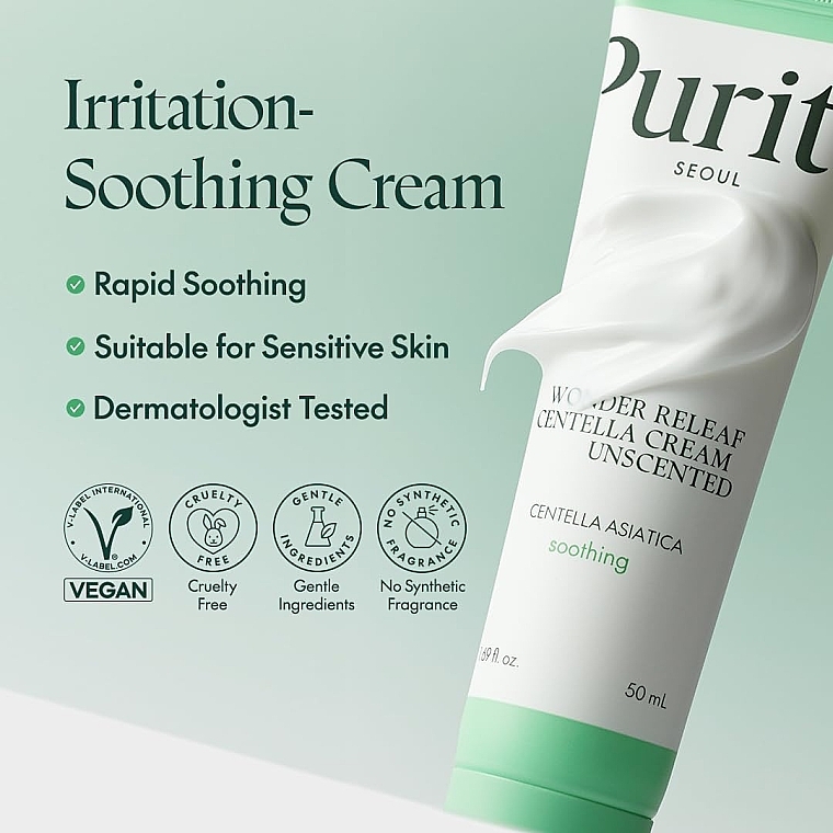 Creme für empfindliche Haut mit asiatischer Säure - Purito Centella Unscented Recovery Cream — Bild N4