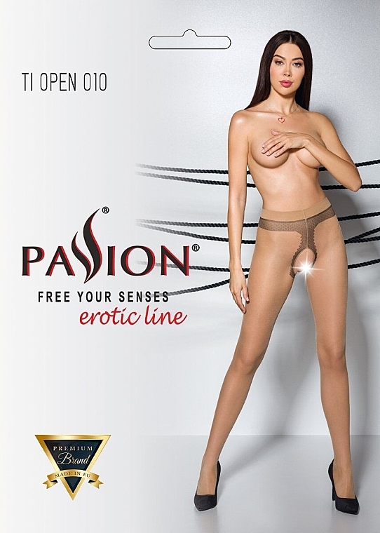 Erotische Strumpfhose mit Ausschnitt Tiopen 010 20 Den beige - Passion — Bild N1
