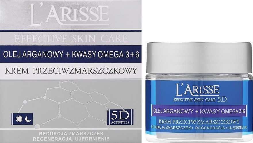Anti-Aging Gesichtscreme mit Arganöl, Omega-3 und Omega-6-Fettsäuren 65+ - Ava Laboratorium L'Arisse 5D Anti-Wrinkle Cream Agran Oil & Omega 3+6 — Bild N1