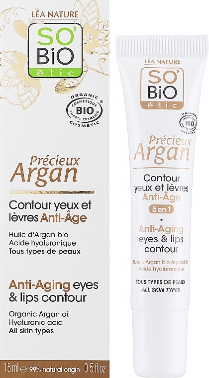 5in1 Anti-Aging Augen- und Lippenkonturcreme mit Bio Arganöl und Hyaluronsäure - So'Bio Etic 5in1 Anti-Aging Eye & Lip Contour Cream — Bild N3