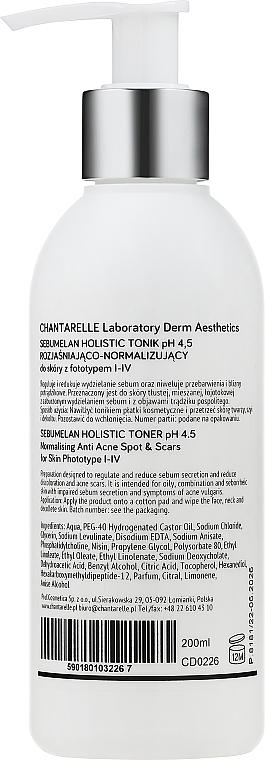 Aufhellender und normalisierender Toner - Chantarelle Sebumelan Holistic Toner pH 4.5 — Bild N2