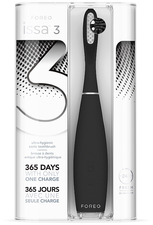 Elektrische Schall-Zahnbürste aus Silikon schwarz - Foreo ISSA 3 Ultra-hygienic Silicone Sonic Toothbrush Black — Bild N1