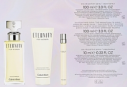 Duftset (Eau de Parfum 100 ml + Körperlotion 100 ml + Eau de Parfum 10 ml) - Calvin Klein Eternity For Woman  — Bild N4