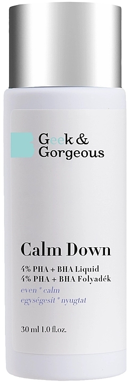 Peeling für empfindliche Haut mit Säuren - Geek & Gorgeous Calm Down 4% Pha + BHA Liquid — Bild N2