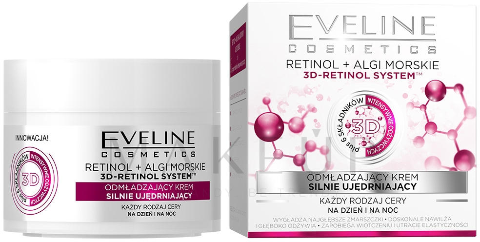 Straffende Verjüngungscreme mit Retinol und Seealgen - Eveline Cosmetics Retinol+Sea Algae Intensely Firming Rejuvenating Cream — Bild 50 ml