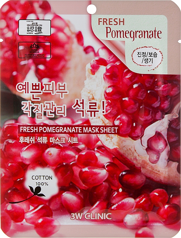 Tuchmaske mit Granatapfel - 3W Clinic Fresh Pomegranate Mask Sheet — Bild N1