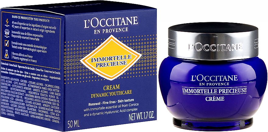 Feuchtigkeitsspendende Gesichtscreme mit Hyaluronsäure - L'Occitane Immortelle Precisious Cream Facial Moisturizer — Bild N1