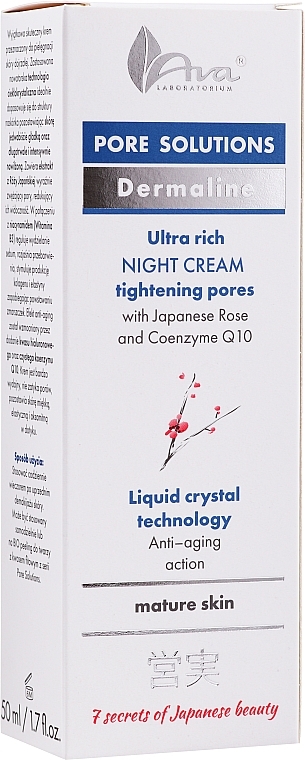 Reichhaltige Nachtcreme zur Verengung der Poren mit Q10 und Japanischer Rose - Ava Laboratorium Pore Solutions Cream — Bild N1
