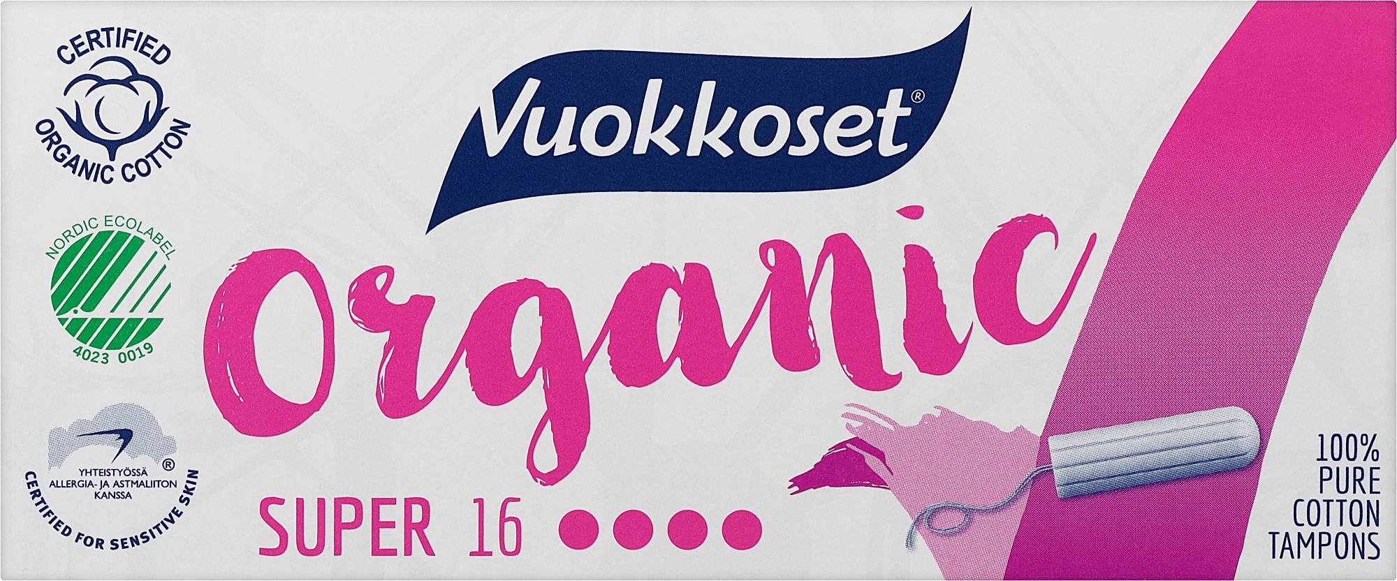 Bio Tampons ohne Applikator Super 16 St. - Vuokkoset Organic Super Tampons — Bild 16 St.