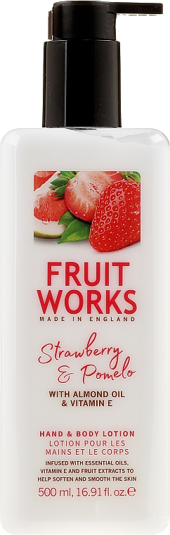 Hand- und Körperlotion mit Vitamin E und Mandelöl - Grace Cole Fruit Works Hand & Body Lotion Strawberry & Pomelo — Bild N1