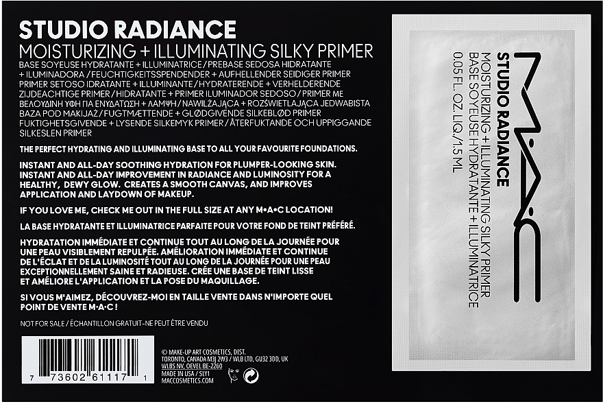 MAC Studio Radiance Moisturizing & Illuminating Silky Face Primer (Probe) - GESCHENK! Feuchtigkeitsspendender Primer — Bild N2