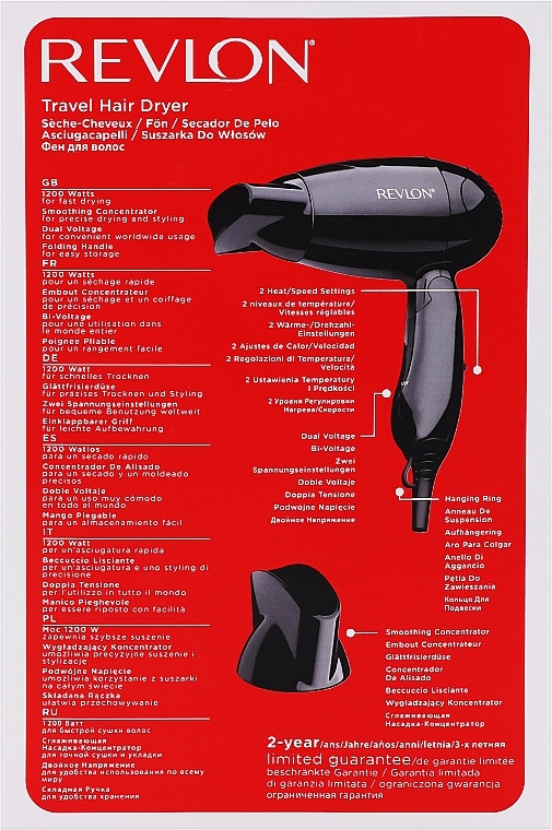 Reise-Haartrockner schwarz - Revlon Travel Hair Dryer RVDR5305E Black  — Bild N3