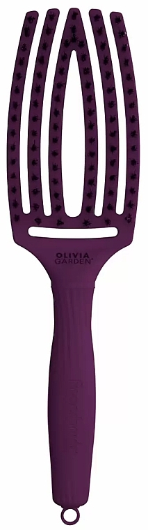 Gebogene Haarbürste violett - Olivia Garden Fingerbrush Think Pink 2022 Deep Purple — Bild N1