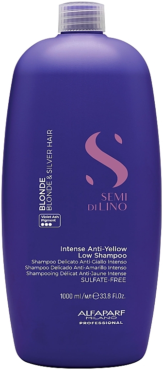 Shampoo mit Anti-Gelbstich-Effekt für natürliches und gebleichtes blondes und graues Haar - AlfaParf Milano Semi Di Lino Blonde Intense Anti-Yellow Low Shampoo — Bild N1