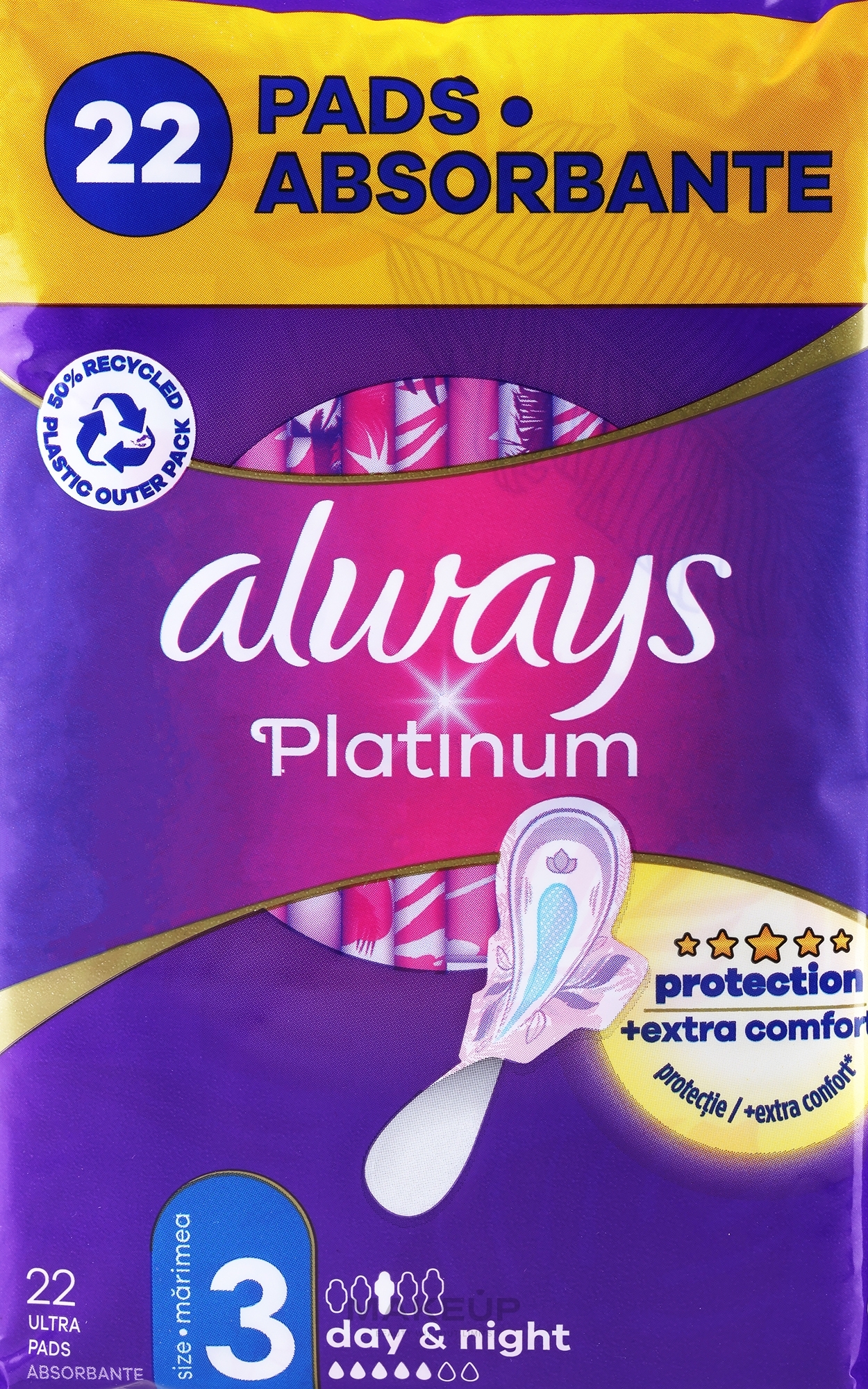 Damenbinden Größe 3 22 St. - Always Platinum Protection +Extra Comfort Day&Night — Bild 22 St.