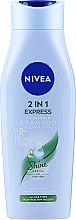 Düfte, Parfümerie und Kosmetik 2in1 Shampoo-Conditioner für glänzendes Haar mit Aloe Vera - Nivea 2in1 Express Shine Serum Aloe Vera Shampoo & Conditioner
