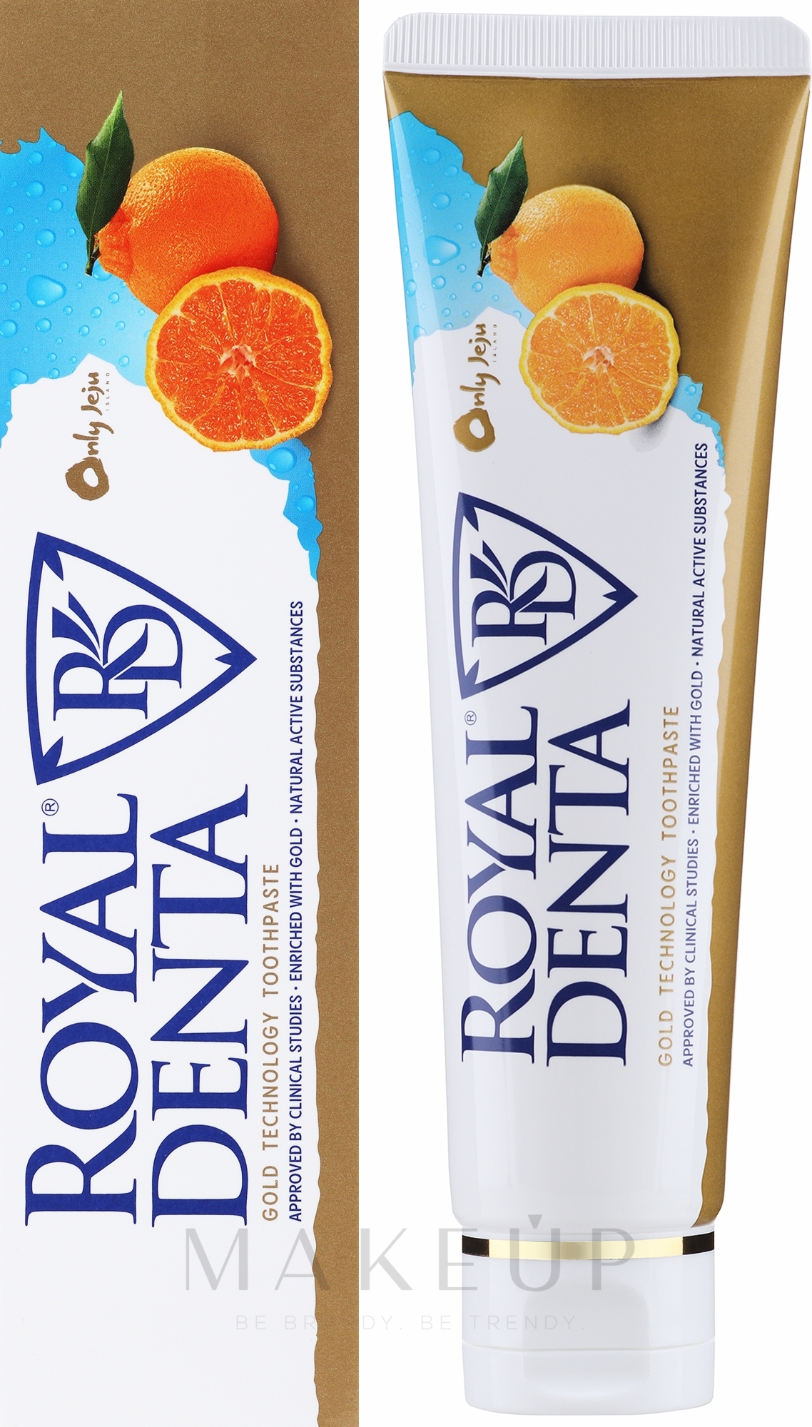 Zahnpasta mit Gold und Öl aus japanischer Mandarine - Royal Denta Jeju Orange And Gold Technology Toothpaste — Bild 130 g