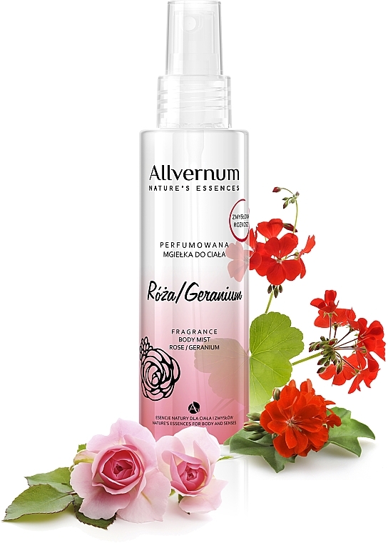 Parfümiertes Körperspray mit Rose und Geranium - Allvernum Nature's Essences Body Mist