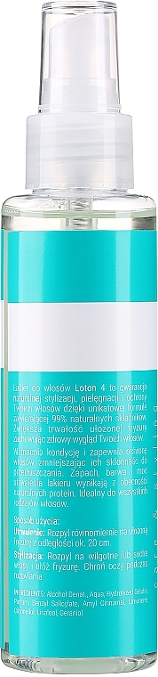 Haarspray für mehr Elastizität, stärkt und baut das Haar - Loton 4 Hairspray — Foto N4