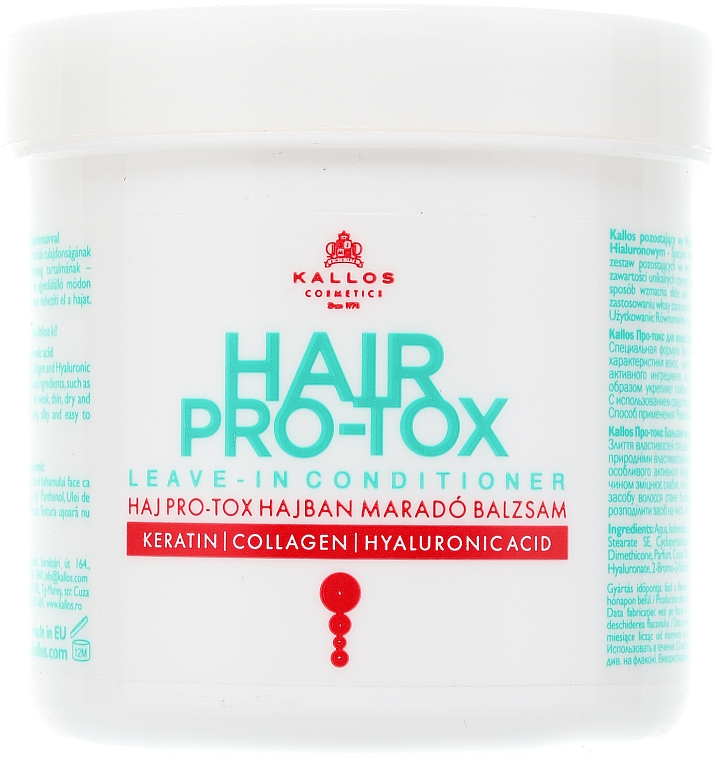 Haarspülung mit Keratin, Kollagen und Hyaluronsäure ohne Ausspülen - Kallos Cosmetics Hair Botox Conditioner — Bild N1