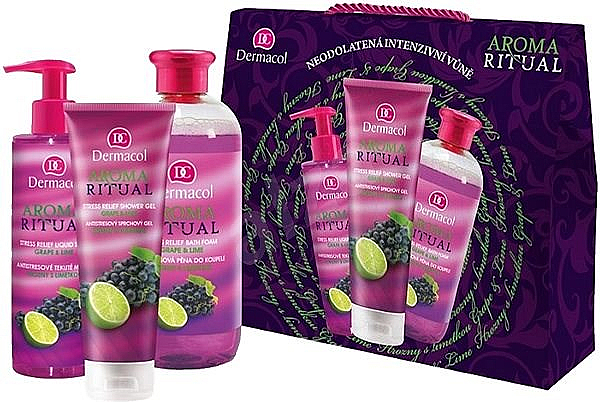 Körperpflegeset - Dermacol Aroma Ritual Grape & Lime (Duschgel 250ml + Flüssigseife 250ml + Badeschaum 500ml)