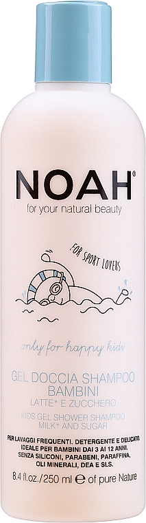 Duschgel-Shampoo für Kinder mit Zucker, Mandelmilch und Reisproteinen - Noah Kids Gel Shower Shampoo — Bild N1