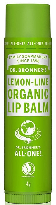 Schutzender, pflegender und feuchtigkeitsspendender Lippenbalsam mit Zitrone und Limette - Dr. Bronner’s Lemon & Lime Lip Balm — Bild N1